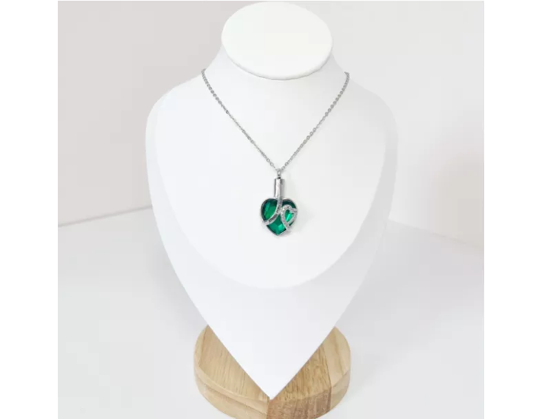 骨灰項鍊鑽綠環心款