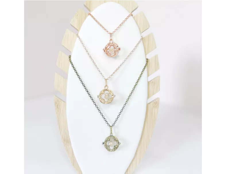 幸運草貼鑽透視球飾墜-玫瑰金/金/銅