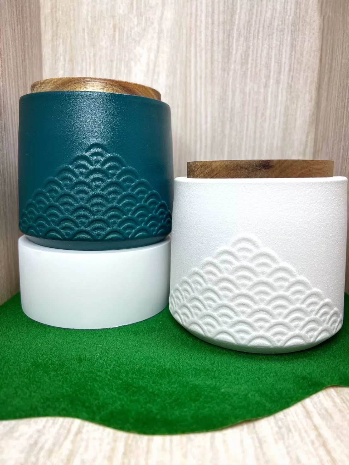 日式浪花雕刻款-綠/白